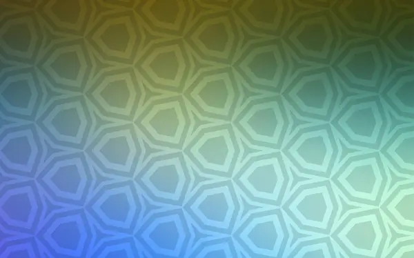 Ljus Blå Gröna Vektor Mönster Med Färgglada Hexagoner Oskärpa Bakgrund — Stock vektor