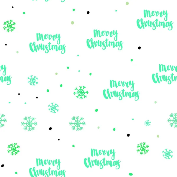 Hellgrüner Vektor Nahtloser Hintergrund Mit Weihnachtsschneeflocken Buntes Dekorationsdesign Weihnachtlichen Stil — Stockvektor