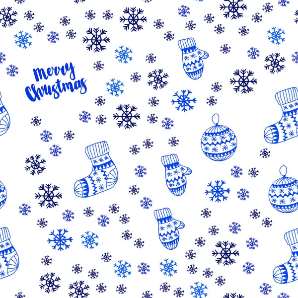 Luz Azul Vector Fondo Sin Costuras Con Copos Nieve Navidad — Vector de stock