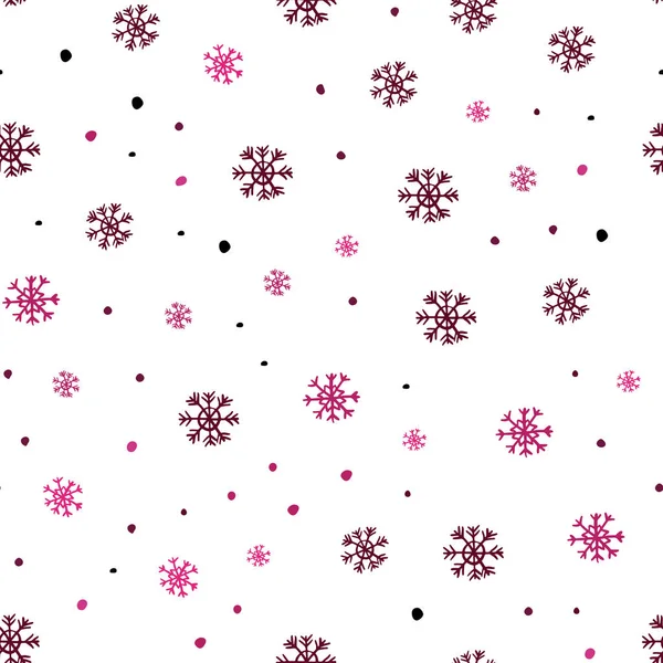 Patrón Sin Costura Vector Rosa Claro Con Copos Nieve Navidad — Archivo Imágenes Vectoriales