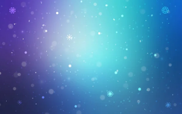 Hellrosa Blauer Vektorüberzug Mit Schönen Schneeflocken Schnee Auf Verschwommenem Abstrakten — Stockvektor