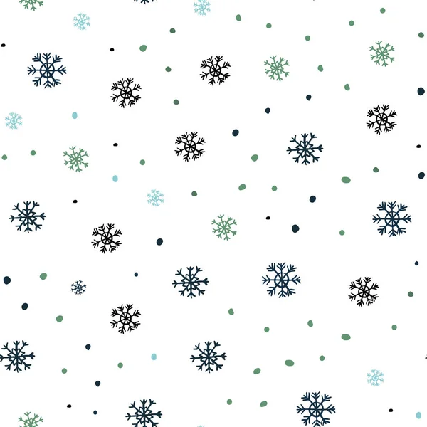 Hellblaue Grüne Vektor Textur Mit Farbigen Schneeflocken Bunte Schneeflocken Mit — Stockvektor