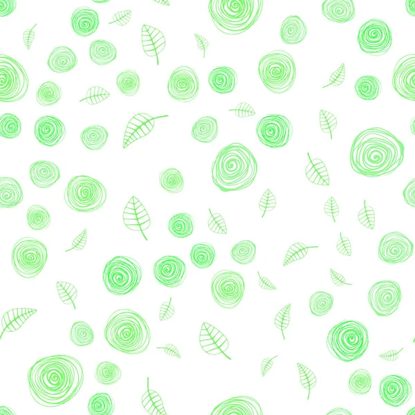 Fond Sans Couture Vecteur Vert Clair Doodle Avec Des Feuilles — Image vectorielle