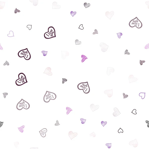 Dark Purple Pink Vector Seamless Background Hearts Hearts Blurred Abstract — Stock Vector