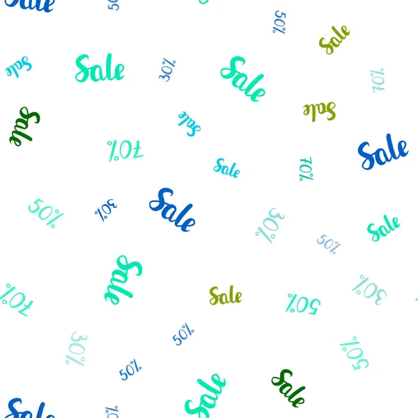 Jasnoniebieskie Zielone Wektor Bezszwowe Przykryć Symboli Sprzedaży Ilustracja Objawami Sprzedaży — Wektor stockowy
