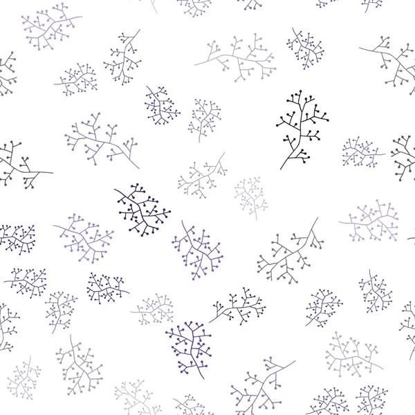 深紫色矢量无缝自然图案与树枝 有叶子和树枝的优雅明亮的插图 壁纸设计 — 图库矢量图片