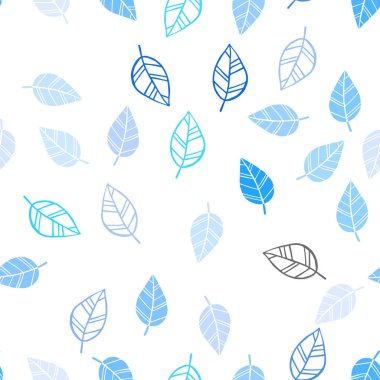 Hafif mavi vektör yaprak ile sorunsuz soyut tasarım. Renkli resimde doodle tarzı yaprakları ile. Desen tasarım kumaş, duvar kağıtları.