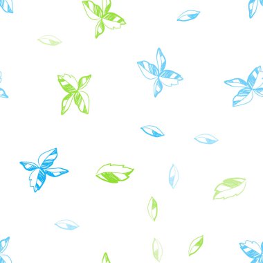 Açık mavi, yeşil yaprakları ile vektör sorunsuz zarif desen. Bulanık tarzı ile yeni renkli resimde bırakır. Desen tasarım kumaş, duvar kağıtları.