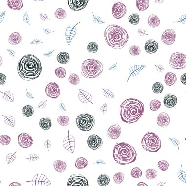 Koyu mavi, kırmızı sorunsuz doğal zemin yaprak ve çiçek ile vektör. Yaprak ve çiçek ile zarif bir parlak örnek. Tekstil, kumaş, duvar kağıtları için tasarım.