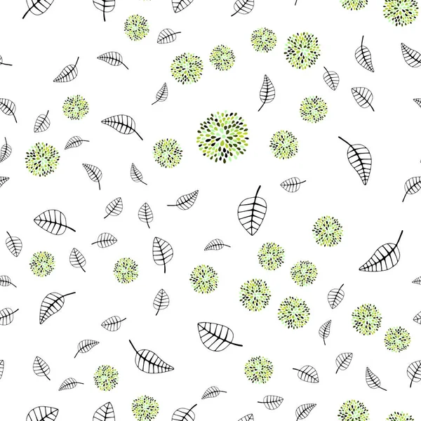 Hellgrüne Vektor Nahtlose Natürliche Muster Mit Blättern Blüten Moderne Abstrakte — Stockvektor