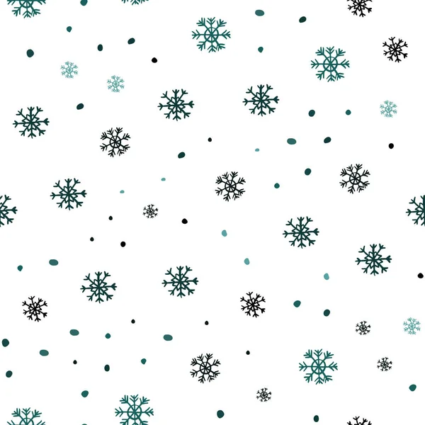 深绿色矢量无缝纹理与彩色雪花 现代几何抽象例证与雪花 壁纸的设计模式 — 图库矢量图片