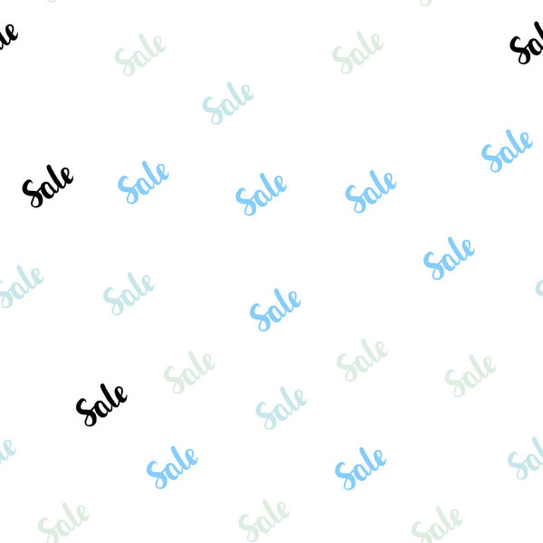 Light BLUE vector seamless texture with selling simbols. Gradient illustration with discount signs on white backdrop. Backdrop for ads, leaflets of Black Friday.