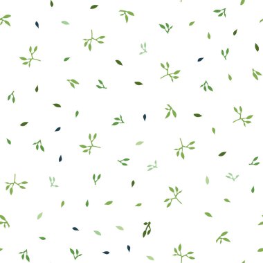 Açık yeşil, sarı vektör sorunsuz doodle arka plan yaprakları ile. Belirsiz bir soyut illüstrasyon yaprakları karalamalar tarzı ile. Tekstil, kumaş, duvar kağıtları için tasarım.