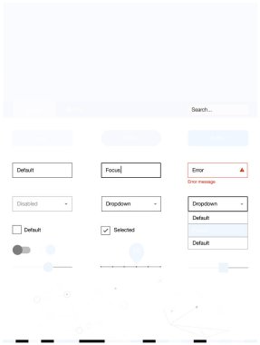 Hafif mavi vektör UI kiti poligonal tarzı daireler ile. Üçgen, daire arka plan üzerinde Stil Kılavuzu. Bu web siteleri için kullanabileceğiniz şablon.