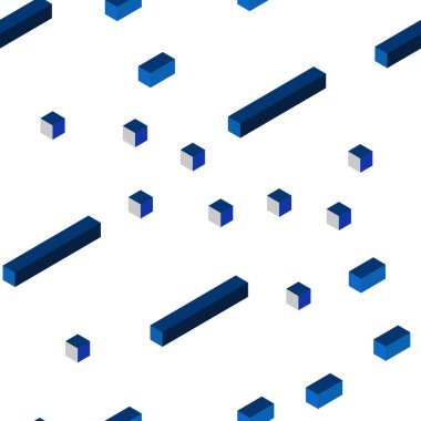 Koyu mavi kare tarzı kesintisiz, izometrik desen vektör. Dikdörtgenler ile soyut degrade illüstrasyon. Desen için modaya uygun Kumaş, duvar kağıtları.