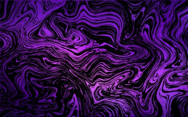 Koyu mor, pembe sıvı şekiller şablonuyla vektör. Renkli resimde gradyan ile soyut mermer tarzında. İş tasarımınız için desen.
