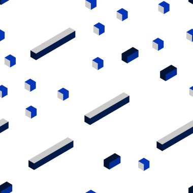 Koyu mavi dikdörtgenler ile kesintisiz, izometrik arka plan vektör. Dikdörtgenler ile soyut degrade illüstrasyon. Doku pencere panjur, perdeler için.