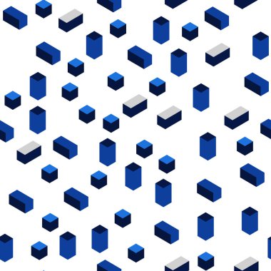 Koyu mavi vektör zemin rhombus ile kesintisiz, izometrik. Dikdörtgenler ile soyut tarzda dekoratif tasarım. Tekstil, kumaş, duvar kağıtları için tasarım.