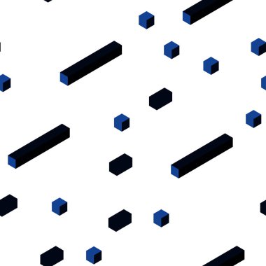 Koyu mavi kare tarzı kesintisiz, izometrik desen vektör. Dikdörtgenler renkli gradyan ile arka plan üzerinde. Kartvizit, Web siteleri için şablon.