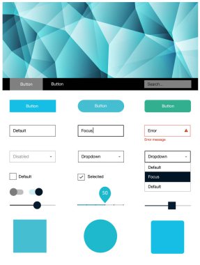 Açık mavi, yeşil vektör UI kiti poligonal tarzı. Üçgenler ile poligonal tarzında modern stil rehberi. Sen-ebilmek kullanma için açılış sayfaları bu şablonu.