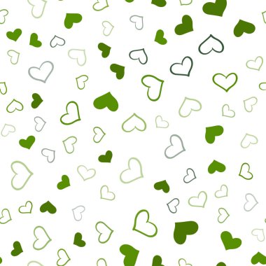 Koyu yeşil vektör yürekleri sorunsuz arka plan. Glitter soyut resim romantik tarzda renkli kalpler ile. Güzel tasarım, iş reklam yıldönümü için.