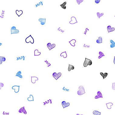Pembe ışık, vektör seamless modeli ifade Love You, kalpleri ile mavi. Renkli gradyan ifade Love You, kalpleri soyut tarzda. Tasarım için duvar kağıdı, kumaş üreticileri.