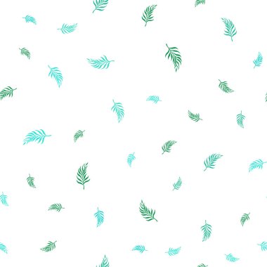 Işık yeşil vektör sorunsuz doodle arka plan yaprakları ile. Renkli resimde doodle tarzı yaprakları ile. Desen tasarım pencere panjur, perdeler.