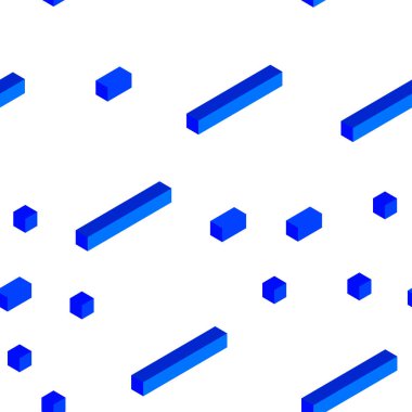 Mavi vektör kesintisiz, izometrik arka plan ile dikdörtgen ışık. Dikdörtgenler ile soyut tarzda dekoratif tasarım. Desen için modaya uygun Kumaş, duvar kağıtları.