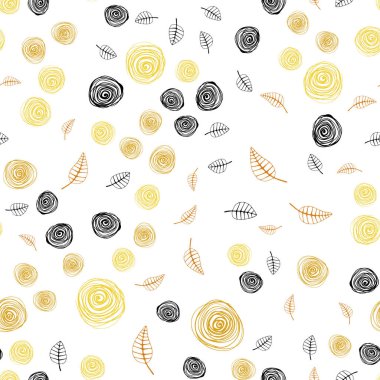 Işık turuncu vektör yaprak ve çiçek ile sorunsuz zarif şablonu. Yaprak ve çiçek ile zarif bir parlak örnek. Desen tasarım kumaş, duvar kağıtları.