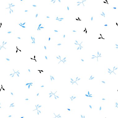 Hafif mavi vektör sorunsuz doodle arka plan yaprakları ile. Glitter soyut illüstrasyon ile doodles ve bırakır. Duvar kağıdı, kumaş üreticileri için modaya uygun bir tasarım.