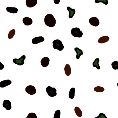 Koyu yeşil, kırmızı disklerle sorunsuz doku vektör. Bulanık daireler doğa tarzı ile güzel renkli resimde. Desen için modaya uygun Kumaş, duvar kağıtları.