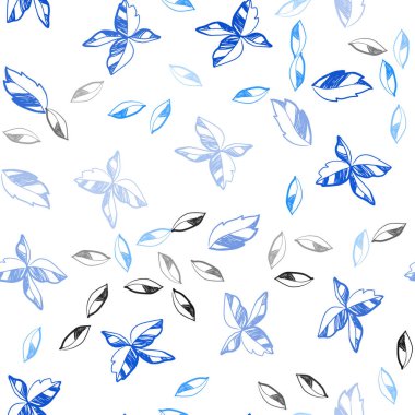 Hafif mavi vektör sorunsuz doğal arka plan yaprakları ile. Modern geometrik soyut illüstrasyon ile bırakır. Desen tasarım kumaş, duvar kağıtları.