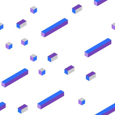 Pembe ışık, vektör kesintisiz, izometrik desen kare tarzı mavi. Dikdörtgenler ile soyut tarzda dekoratif tasarım. Desen için modaya uygun Kumaş, duvar kağıtları.