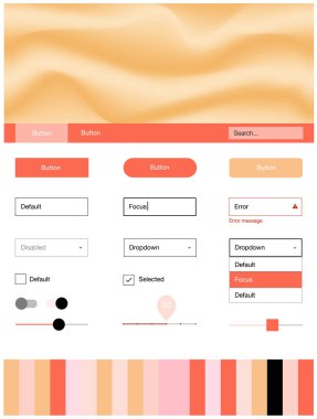 Pembe ışık, vektör malzeme tasarım kiti sıvı şekillerle sarı. Degrade çizgiler ile renkli soyut resimde. Bu örnek için sitesidir.