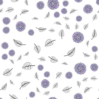 Koyu pembe, mavi yapraklar, çiçekler ile sorunsuz zarif desen vektör. Yaprak, Çiçek Origami tarzı ile doodle. Desen için modaya uygun Kumaş, duvar kağıtları.