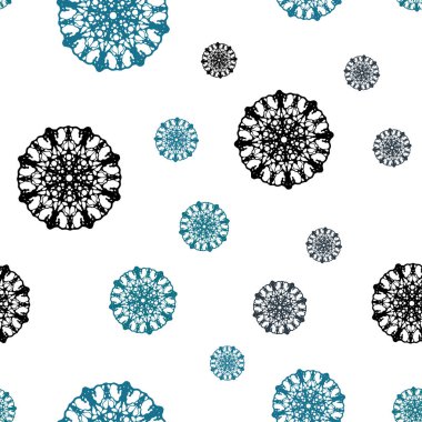 Açık mavi, parlak kar taneleri sorunsuz düzeniyle vektör yeşil. Parlayan illüstrasyon kar Noel tarzı ile renkli. Kartvizit, Web siteleri için şablon.