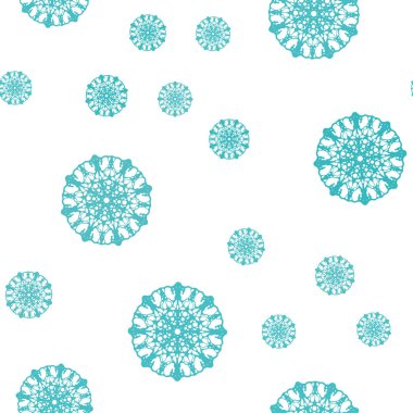 Işık yeşil vektör sorunsuz arka plan xmas kar taneleri ile. Modern geometrik soyut Illustration kristalleri ile buz. Desen için modaya uygun Kumaş, duvar kağıtları.