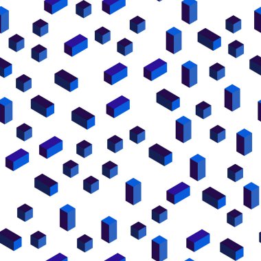 Koyu mavi dikdörtgenler ile kesintisiz, izometrik arka plan vektör. Dikdörtgenler ile soyut degrade illüstrasyon. Desen tasarım kumaş, duvar kağıtları.