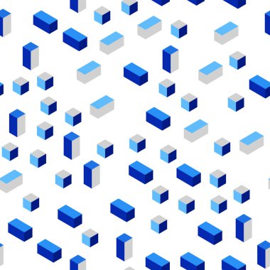 Hafif mavi vektör zemin rhombus ile kesintisiz, izometrik. Dikdörtgenler ve kareler ile güzel illüstrasyon. Tekstil, kumaş, duvar kağıtları için tasarım.