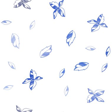 Hafif mavi vektör yaprakları ile seamless zarif modeli. Renkli resimde doodle tarzı yaprakları ile. Desen tasarım kumaş, duvar kağıtları.