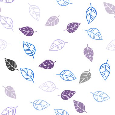 Açık mavi, kırmızı vektör sorunsuz doodle düzen yaprakları ile. Doodle yaprakları gradyan ile Origami tarzında Illustration. Tekstil, kumaş, duvar kağıtları için tasarım.