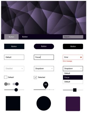 Koyu pembe, mavi üçgen tarzı kullanıcı arabirimi ux kiti vektör. UI Ux kiti başlığını poligonal renkli arka plan ile. Bu örnek açılış sayfanız için mu.