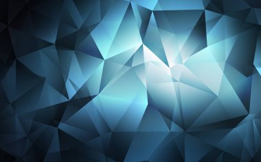 Koyu mavi vektör arkaplanı çizgiler, üçgenler. Doğa tarzında üçgenleri olan güzel bir çizim. Reklamlar için desen.