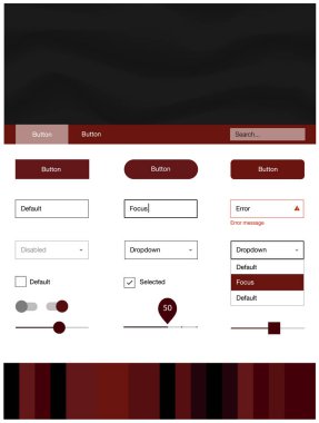 Çizgili, oval koyu kırmızı vektör UI ux kiti. Degrade yarı ton mermer stiliyle yaratıcı çizimde. Sen-ebilmek kullanma için açılış sayfaları bu şablonu.