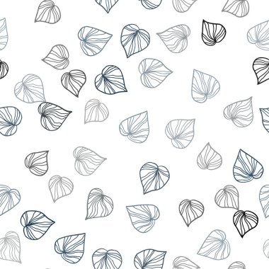 Yaprakları ile ışık mavi vektör sorunsuz doodle düzeni. Yarım yamalak karalamalar ile arka plan bulanık yapraklarda. Desen için modaya uygun Kumaş, duvar kağıtları.