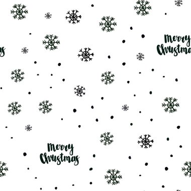 Koyu yeşil renkli kar taneleri ile sorunsuz doku vektör. Soyut şablonundaki kar ile renkli resimde parlayan. Desen tasarım pencere panjur, perdeler.