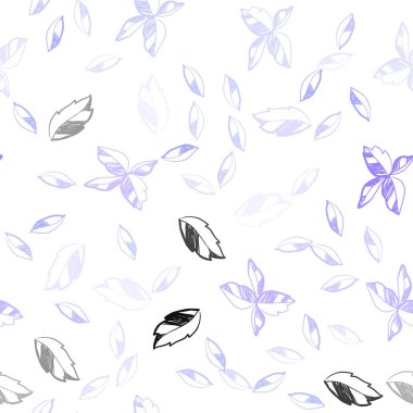 Hafif mor vektör sorunsuz doodle zemin yaprakları ile. gradyan ile zarif doğal desen yapraklarda. Desen tasarım kumaş, duvar kağıtları.
