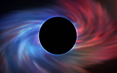 Açık mavi, kırmızı vektör arka plan ile bir kara delik, gökyüzü. Soyut illüstrasyon parlak renkli kozmik yıldız ile. Poster, afiş satış için desen.