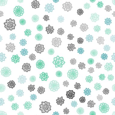 Açık mavi, yeşil vektör sorunsuz kapak güzel kar taneleri ile. Bulanık dekoratif tasarım kar ile xmas tarzında. Desen tasarım pencere panjur, perdeler.