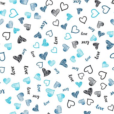 Koyu mavi vektör ifade Love You, kalpleri ile seamless modeli. Renkli gradyan ifade Love You, kalpleri soyut tarzda. Tekstil, kumaş, duvar kağıtları için tasarım.